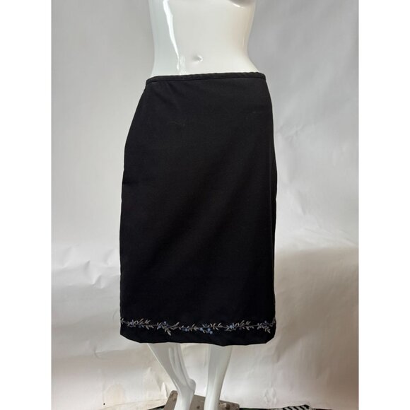 Gap Womens Black Embroidered Hem Midi Skirt Size 6 Polyester Rayon Spandex - Picture 16 of 16